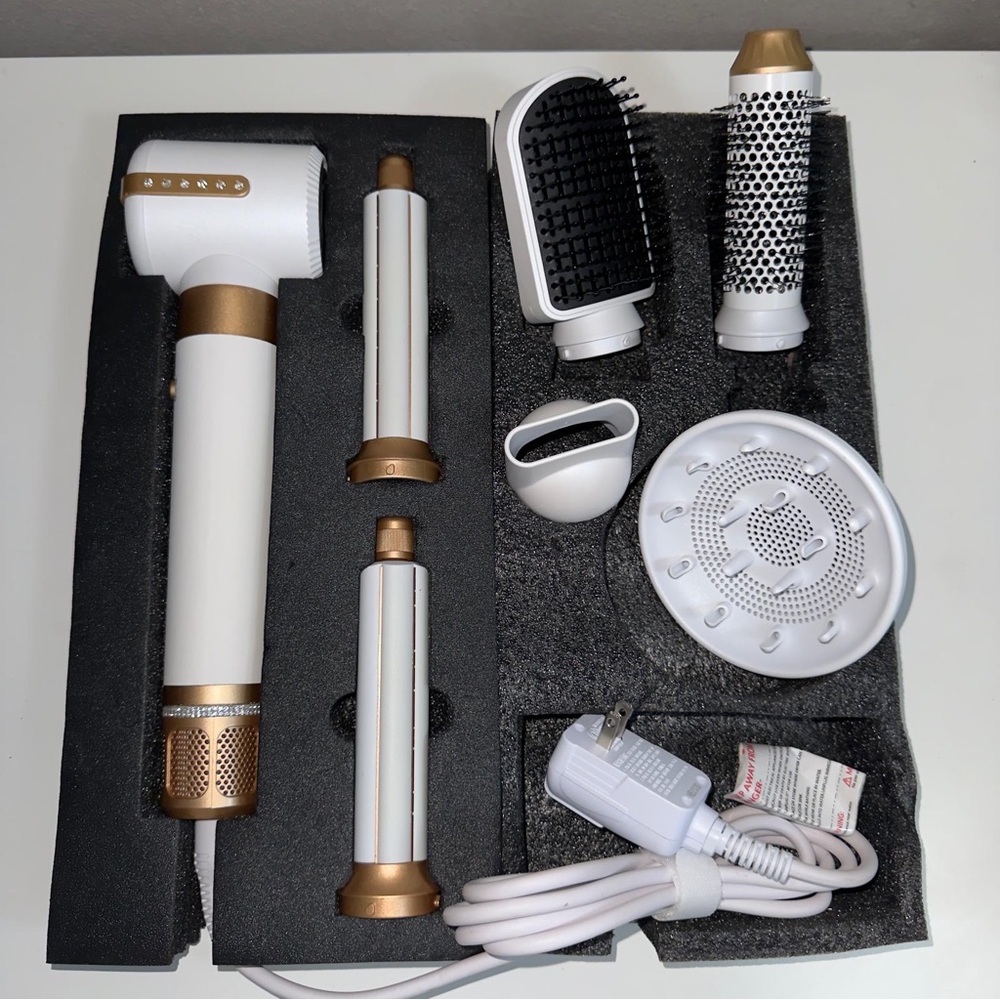 White & Gold Multi-Function Hair Styler Set - Women Hair Tools
